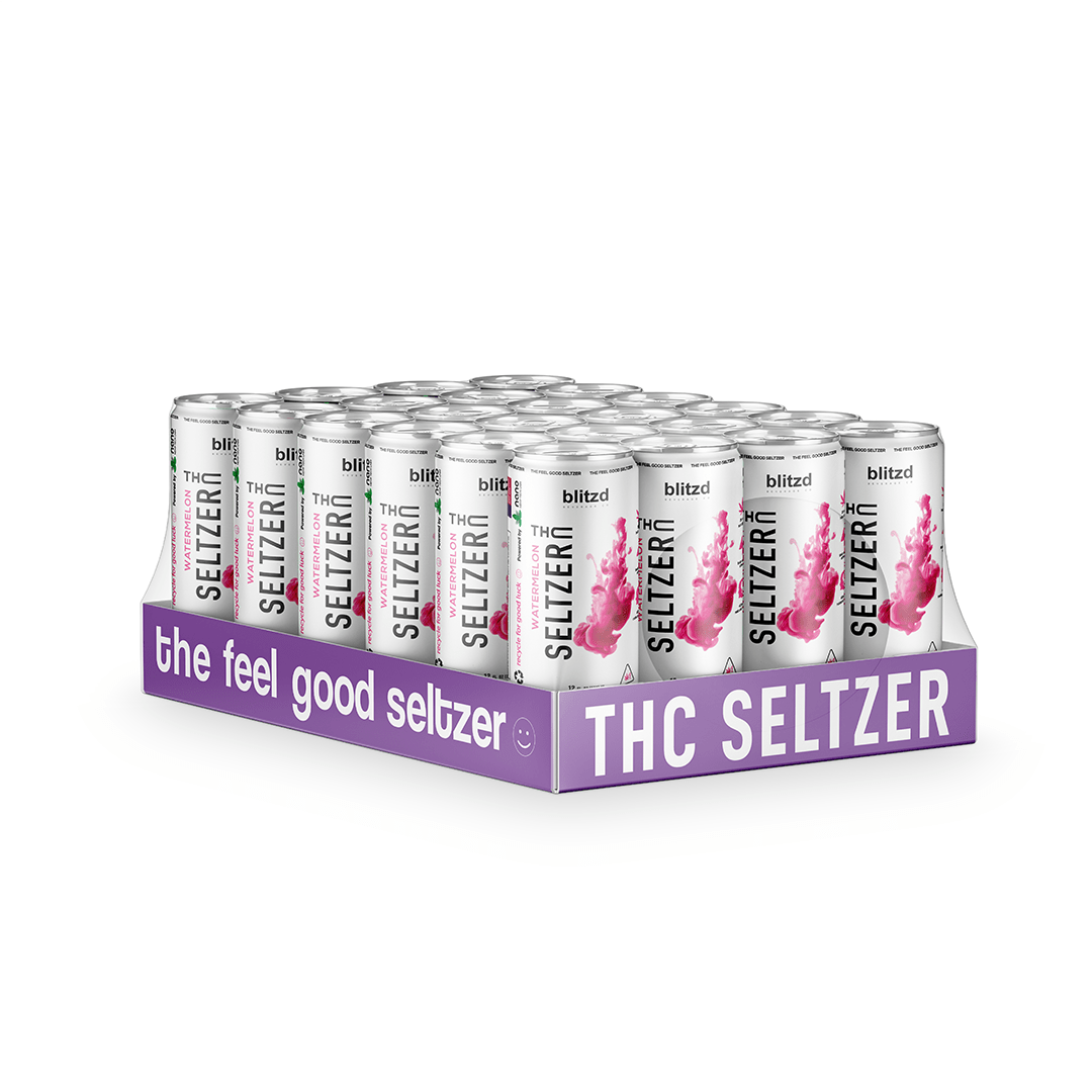 Blitzd Beverage Co Beverages Watermelon Delta 9 Seltzer Drinks - THC Seltzer Drinks - Case of 24 Cans