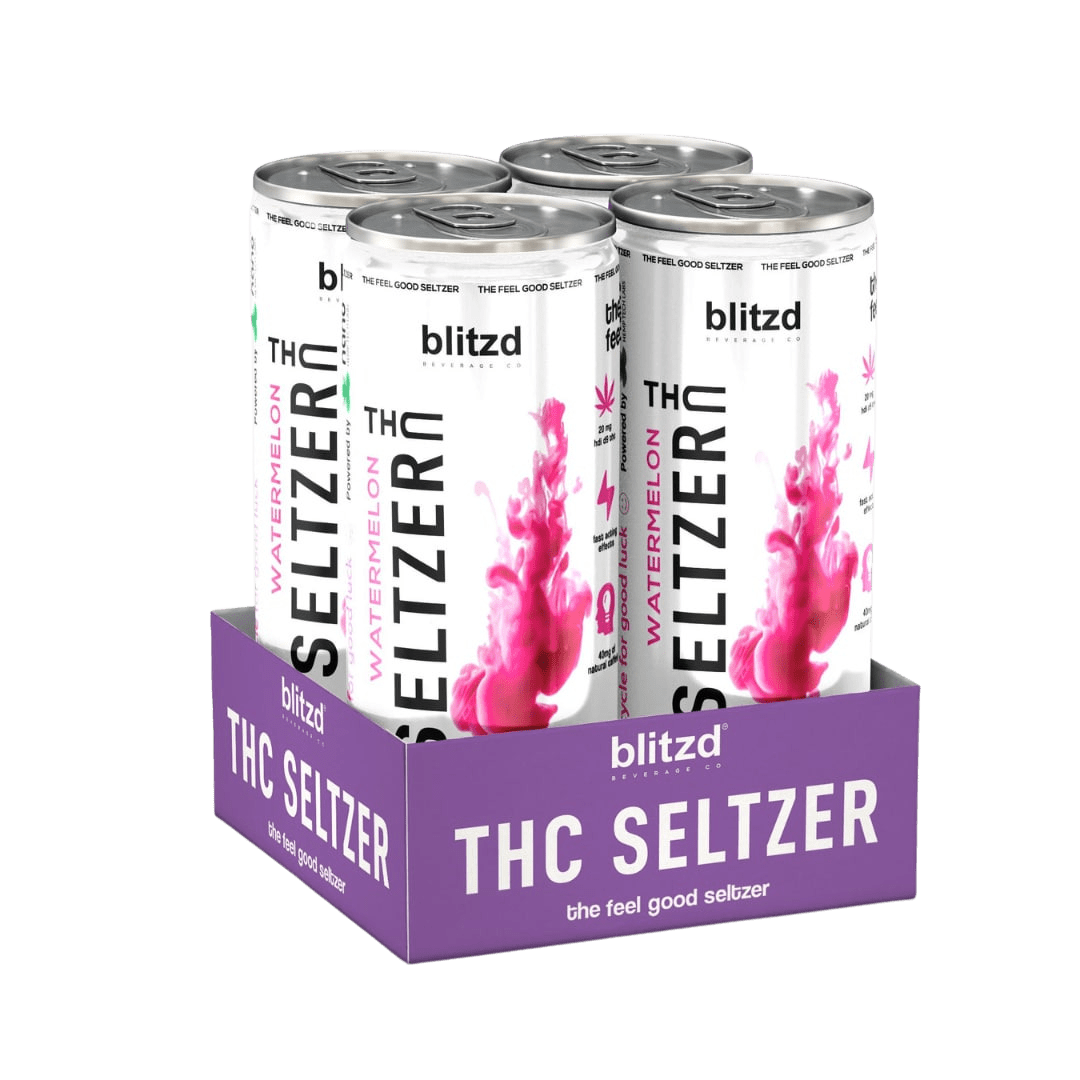 Blitzd Beverage Co Beverages Watermelon Delta 9 Seltzer Drinks - THC Seltzer Drinks - Pack of 4 Cans